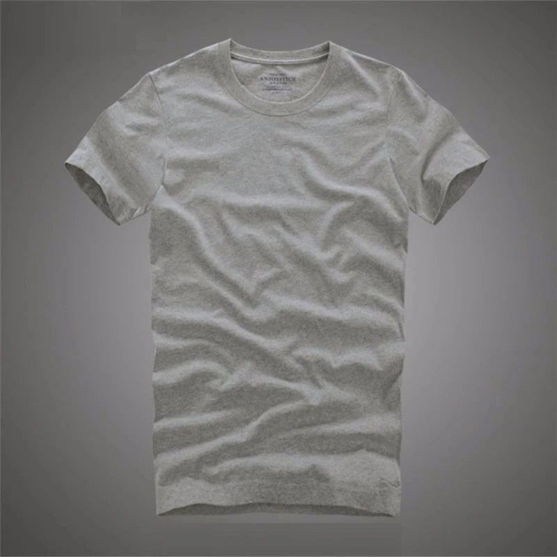 Summer T Shirt 2018 New 100% Cotton Solid T-Shirt Men Short Sleeve Camiseta