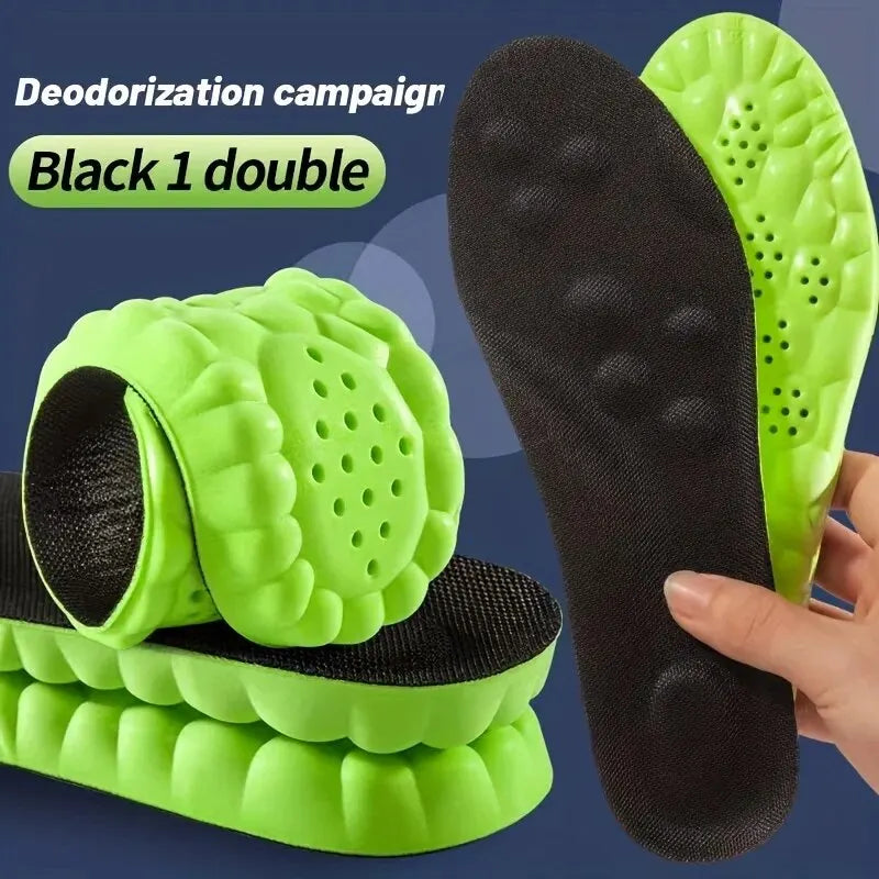 4D Orthopedic Sport Insoles Super Soft Breathable High-Elasticity Shock Absorption Running Shoe Pad Anti-Pain Deodorant Cushion