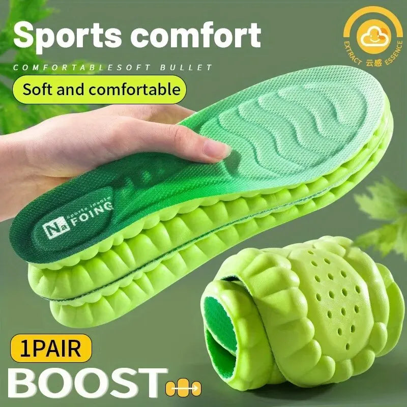 4D Orthopedic Sport Insoles Super Soft Breathable High-Elasticity Shock Absorption Running Shoe Pad Anti-Pain Deodorant Cushion