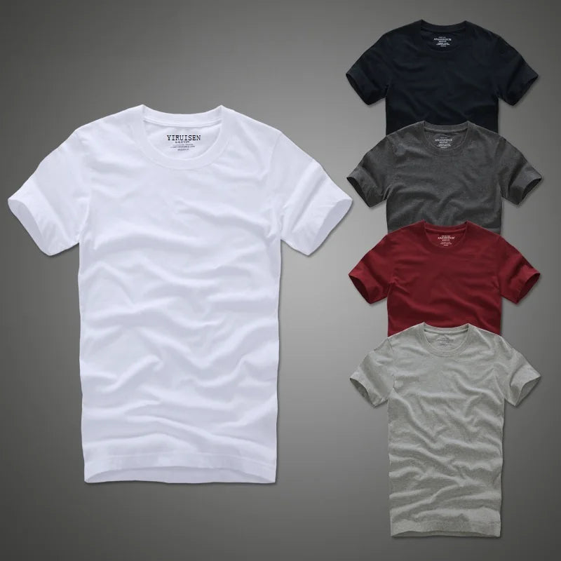 Summer T Shirt 2018 New 100% Cotton Solid T-Shirt Men Short Sleeve Camiseta