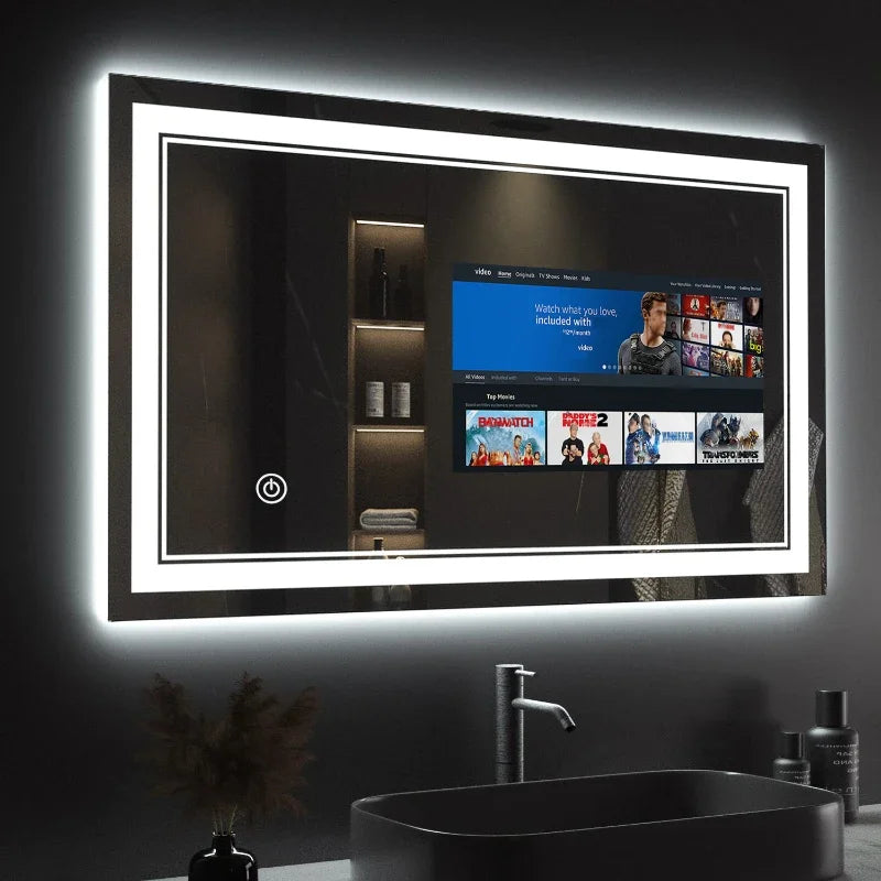 Large Touch Screen Bath Full Hd Tv Mirror Led Bathroom Android Smart Wall Mirror Smart Mirror Tv Glass Magic