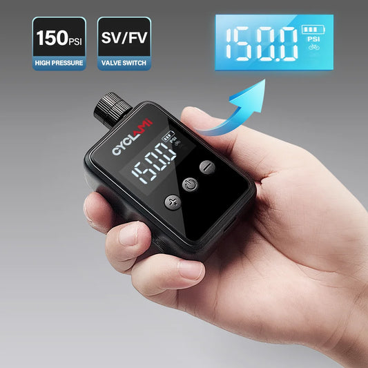 150 PSI Portable Pocket Bike Electric Air Pump Rechargeable Compressor Tire Inflator Digital Gauge Display Tire Pressure Gauge