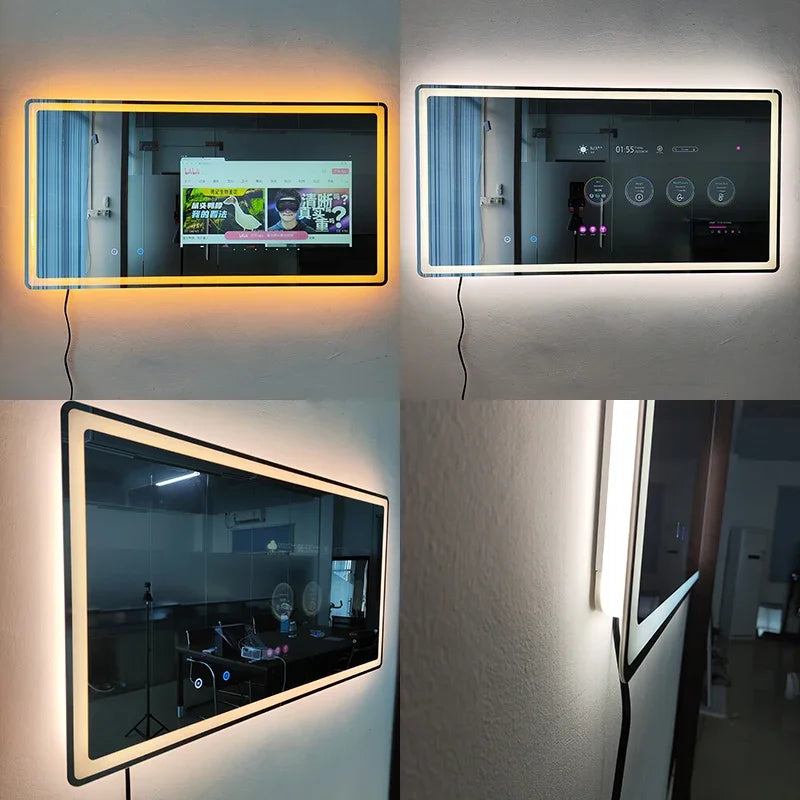 Large Touch Screen Bath Full Hd Tv Mirror Led Bathroom Android Smart Wall Mirror Smart Mirror Tv Glass Magic