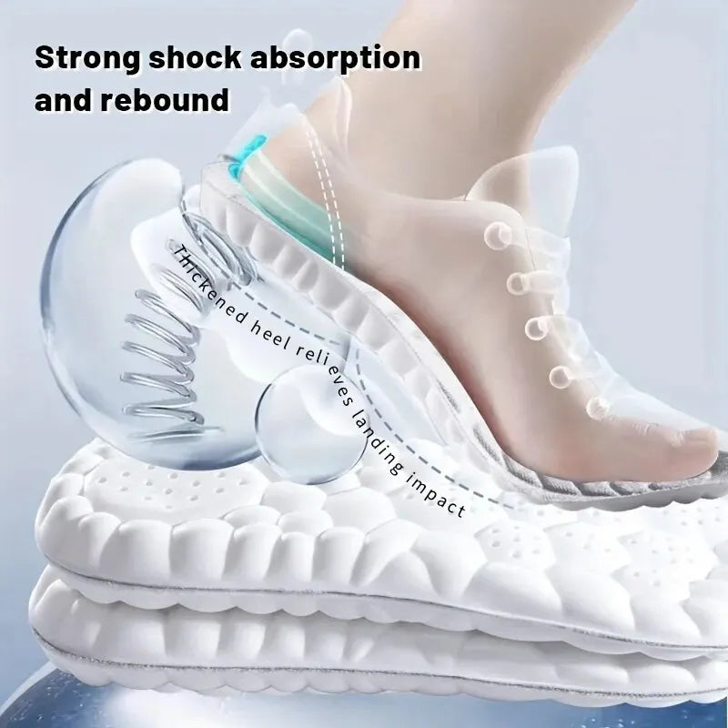 4D Orthopedic Sport Insoles Super Soft Breathable High-Elasticity Shock Absorption Running Shoe Pad Anti-Pain Deodorant Cushion
