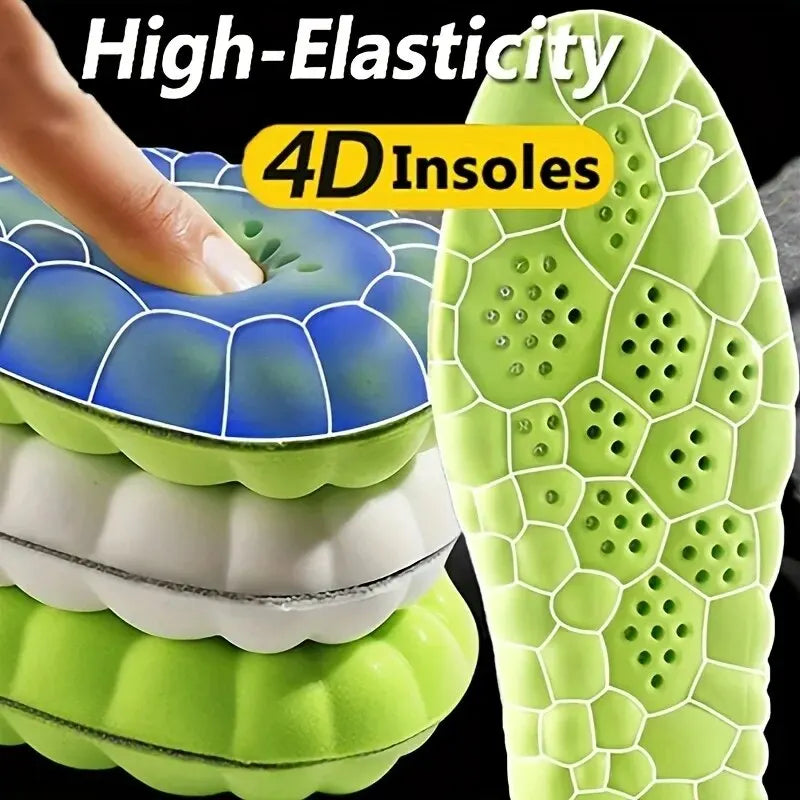 4D Orthopedic Sport Insoles Super Soft Breathable High-Elasticity Shock Absorption Running Shoe Pad Anti-Pain Deodorant Cushion
