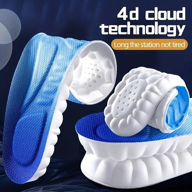 4D Orthopedic Sport Insoles Super Soft Breathable High-Elasticity Shock Absorption Running Shoe Pad Anti-Pain Deodorant Cushion