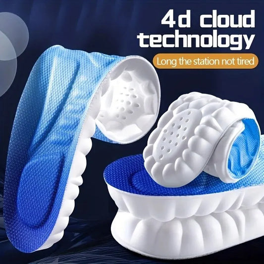 4D Orthopedic Sport Insoles Super Soft Breathable High-Elasticity Shock Absorption Running Shoe Pad Anti-Pain Deodorant Cushion