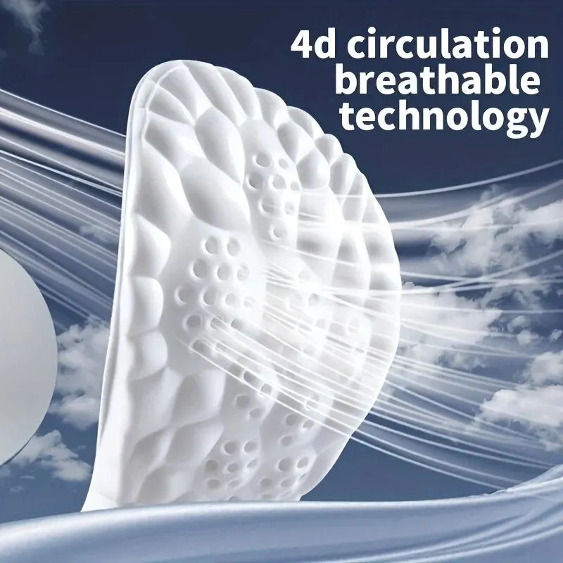 4D Orthopedic Sport Insoles Super Soft Breathable High-Elasticity Shock Absorption Running Shoe Pad Anti-Pain Deodorant Cushion