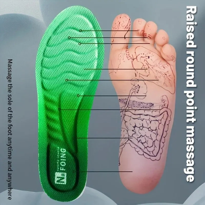 4D Orthopedic Sport Insoles Super Soft Breathable High-Elasticity Shock Absorption Running Shoe Pad Anti-Pain Deodorant Cushion