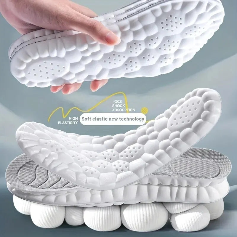 4D Orthopedic Sport Insoles Super Soft Breathable High-Elasticity Shock Absorption Running Shoe Pad Anti-Pain Deodorant Cushion