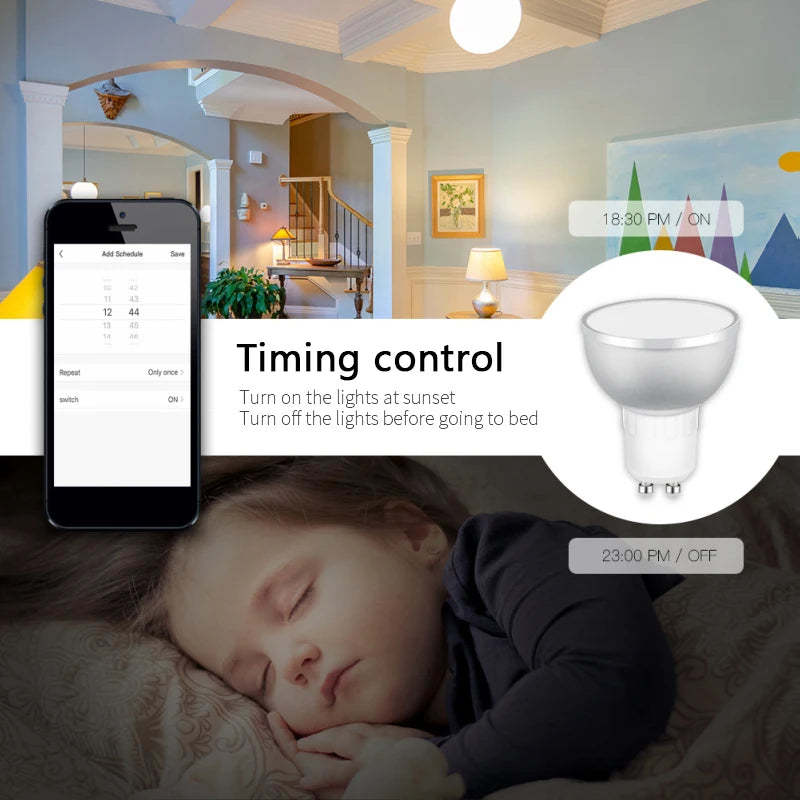 1-10Pcs Zigbee Smart Home LED Bulb Spot Night Light Lamp 5W GU10 RGBCW Tuya Smartthings Works Alexa Google Home Hue-Compatible