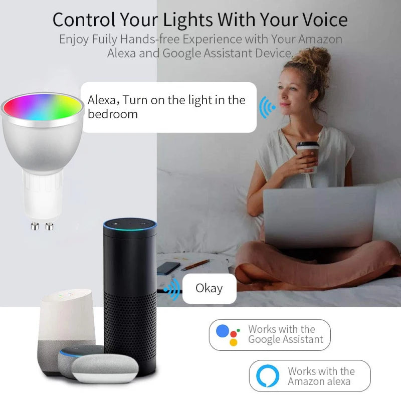 1-10Pcs Zigbee Smart Home LED Bulb Spot Night Light Lamp 5W GU10 RGBCW Tuya Smartthings Works Alexa Google Home Hue-Compatible